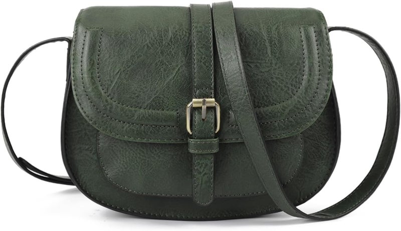 AFKOMST Crossbody Bags for Women,Small Saddle Purse and Boho Cross Body Handbags,Vegan Leather - Image 1